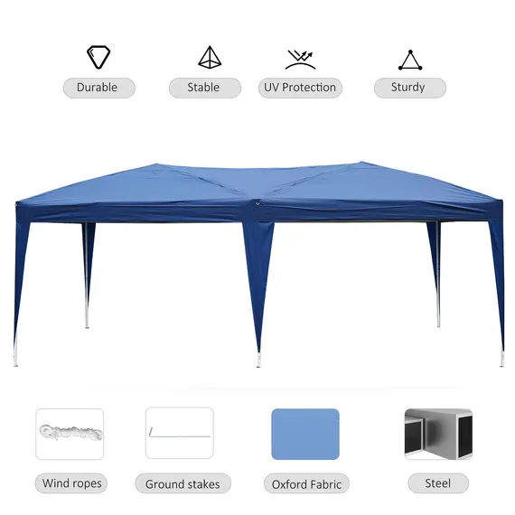 Buy 6x3 m Pop-Up Gazebo-Blue Oxford Cloth/Steel, 5 image