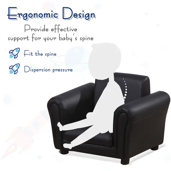 Buy Children Armchair W/Footstool-Black, 4 image