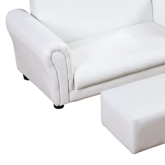 Buy HOMCOM 2 Seater Toddler Chair Kids Twin Sofa Childrens Double Seat Chair Furniture Armchair Boys Girls Couch w/ Footstool (White), 7 image