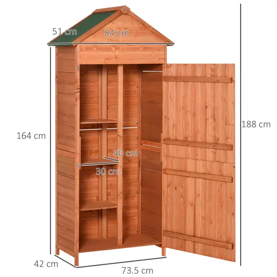 Buy Outsunny 89W x 50D (cm) Wooden Garden Shed-Teak, 2 image
