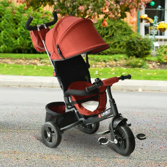 Buy HOMCOM Baby Ride on Tricycle W/Canopy-Red