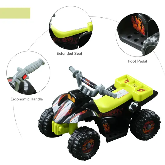 Buy 6V Electric Quad Bike for Kids Ride on Car ATV for 1.5 - 3 Years Black, 4 image
