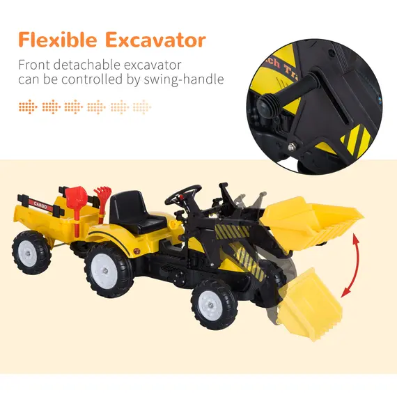 Buy HOMCOM Kids Pedal Go Kart Excavator-Yellow, 3 image