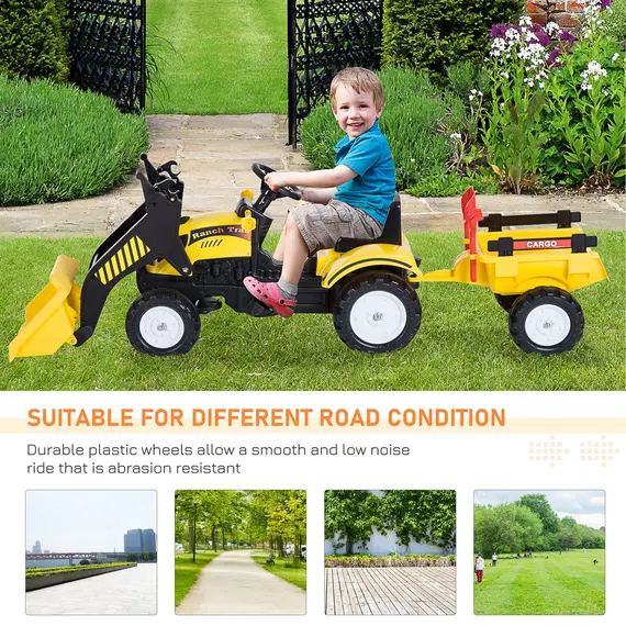 Buy HOMCOM Kids Pedal Go Kart Excavator-Yellow, 5 image