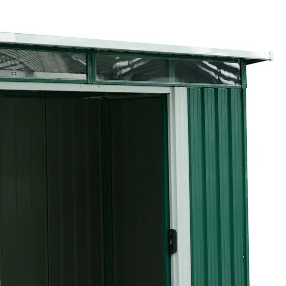 Buy Outsunny Garden Shed, 238.4Lx193.2Wx179.6-202.6H cm, Steel-Green, 6 image