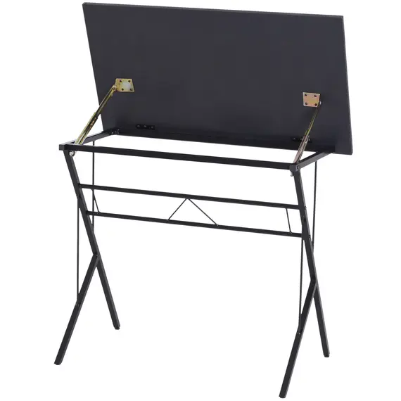 Buy Computer Desk Writing Workstation Art Drawing Drafting Board Craft Table Tiltable Tabletop Adjustable Height Black 90L x 50W x 76-116.5H cm, 6 image