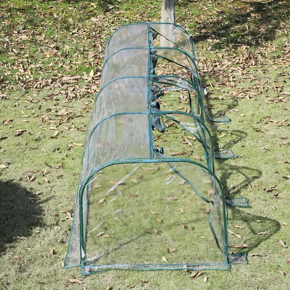 Buy PVC Tunnel Greenhouse Plant Grow House Steel Frame for Garden Backyard with Zipper Doors, 395Lx100Wx80H cm, Transparent, 8 image