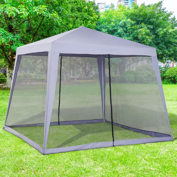 Buy Outsunny 3 x 3 meter Outdoor Garden Gazebo Canopy Tent Sun Shade Event Shelter with Mesh Screen Side Walls Grey