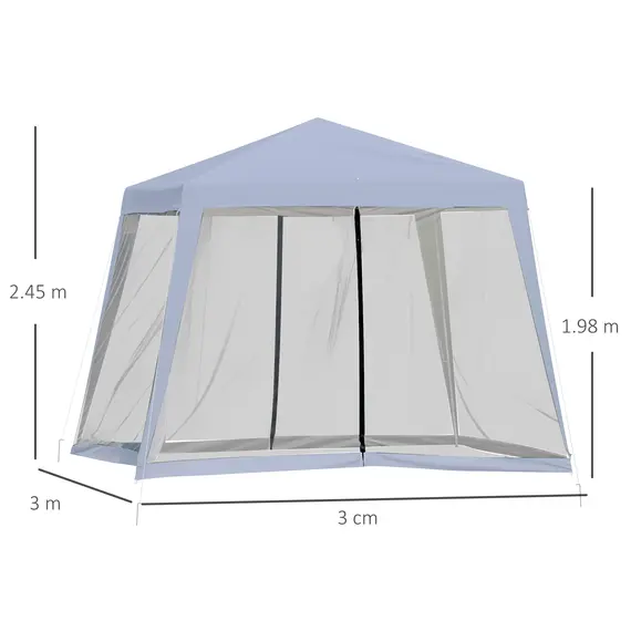 Buy Outsunny 3 x 3 meter Outdoor Garden Gazebo Canopy Tent Sun Shade Event Shelter with Mesh Screen Side Walls Grey, 2 image
