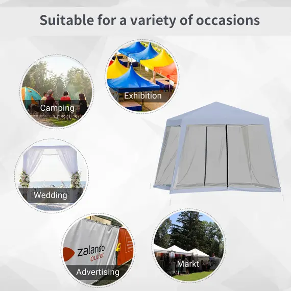 Buy Outsunny 3 x 3 meter Outdoor Garden Gazebo Canopy Tent Sun Shade Event Shelter with Mesh Screen Side Walls Grey, 5 image