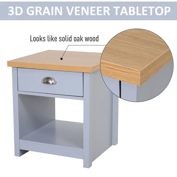 Buy 1 Drawer Bedside Table NightStand Cabinet Rustic Style Bedroom Home Furniture, 4 image