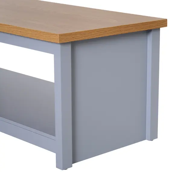 Buy Coffee Table w/Open Display Wood Effect Tabletop Retro Rustic Style Chic Living Room Storage Grey, 7 image