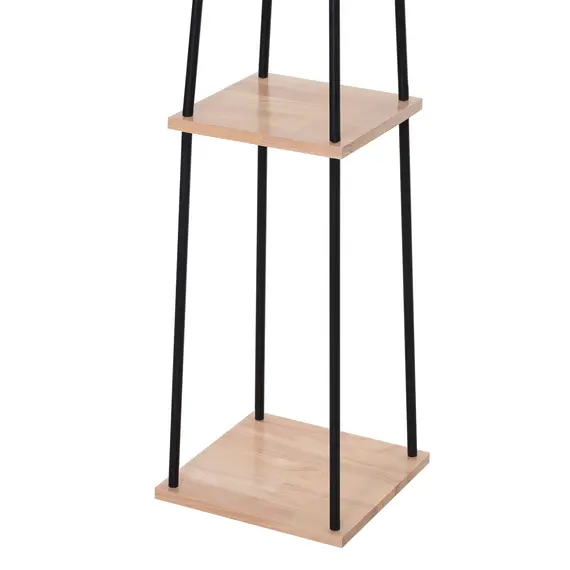 Buy Metal Tripod Floor Lamp w/ 3-Tier Shelves Foot Switch Modern Stylish E27 Lampshade Base  Functional Duo Design, 7 image