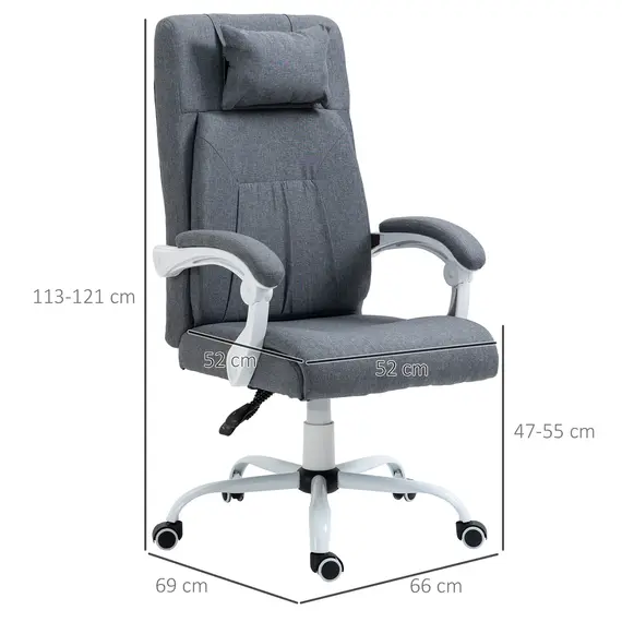 Buy Vinsetto Office Chair w/ Massage Pillow Executive Reclining Ergonomic USB Power Adjustable Height 360В° Swivel Base Grey, 2 image