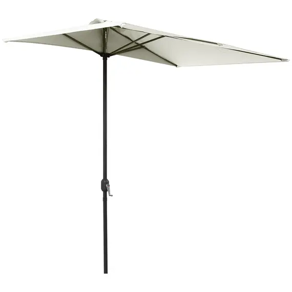 Buy Balcony Half Parasol Semi Round Umbrella Patio Crank Handle (2.3 m, Beige)- NO BASE INCLUDED