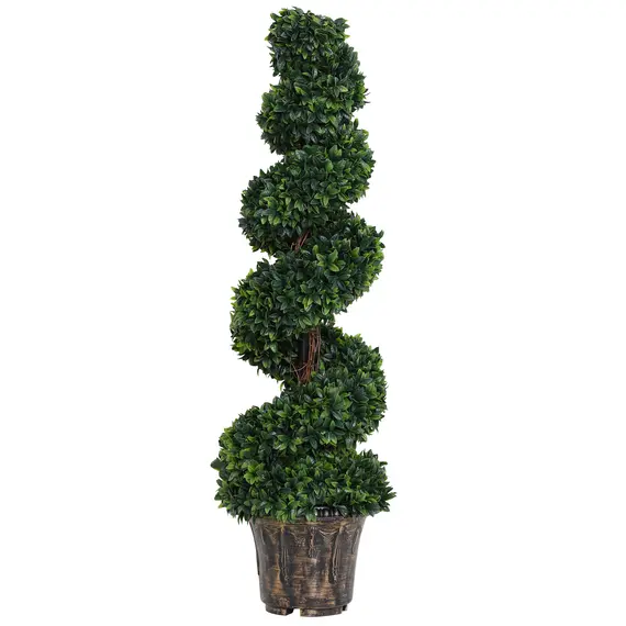 Buy Set of 2 Artificial Boxwood Spiral Topiary Trees Potted Decorative Plant Outdoor and Indoor DÃ©cor 120cm