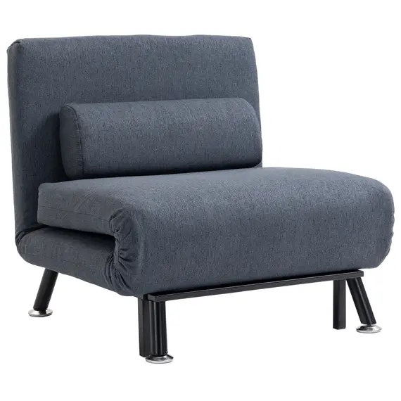 Buy Linen Chair Bed, 3-in-1 Convertible Sleeper Chair with Adjustable Backrest, Pillow, for Living Room, Bedroom, Dark Grey