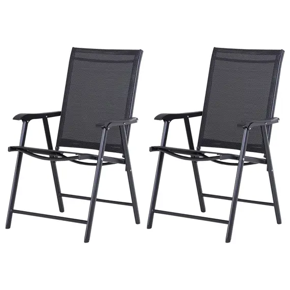 Buy Steel Frame Set of 2 Foldable Outdoor Garden Chairs Black