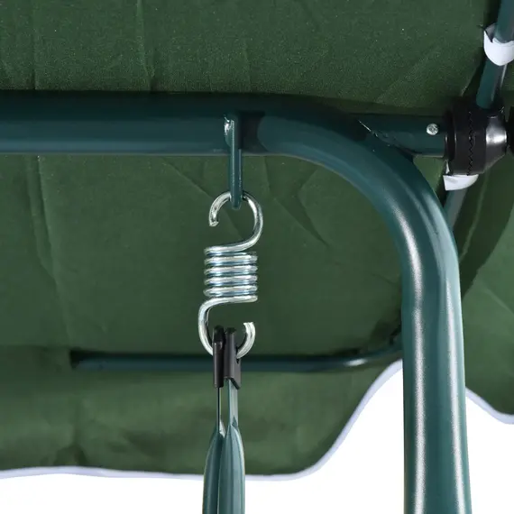 Buy Outsunny Steel 3-Seater Swing Chair w/ Adjustable Canopy Green, 7 image