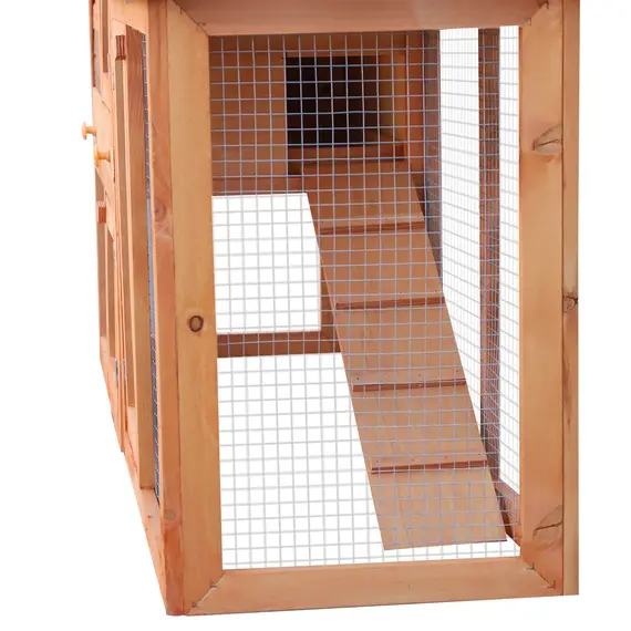 Buy PawHut Wooden Rabbit Hutch and Run Guinea Pig Hutch Outdoor Bunny Cage Pull Out Tray Small Animal House 145 x 45 x 85 cm, 8 image