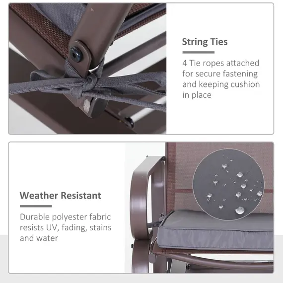 Buy Polyester Set of 2 Garden Chair Cushion Grey, 4 image