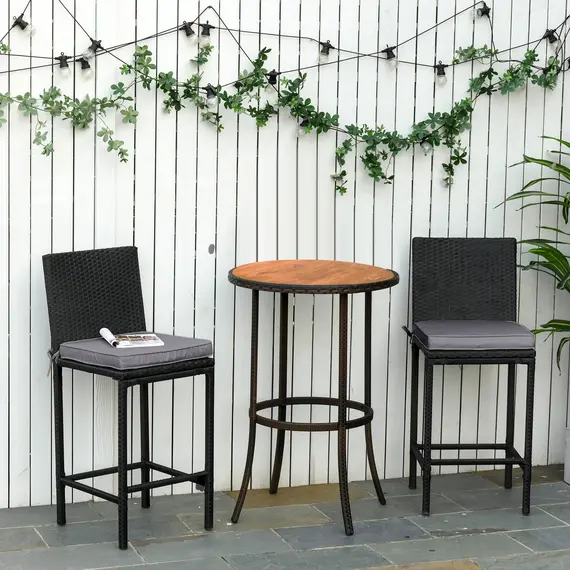 Buy Polyester Set of 2 Garden Chair Cushion Grey, 8 image