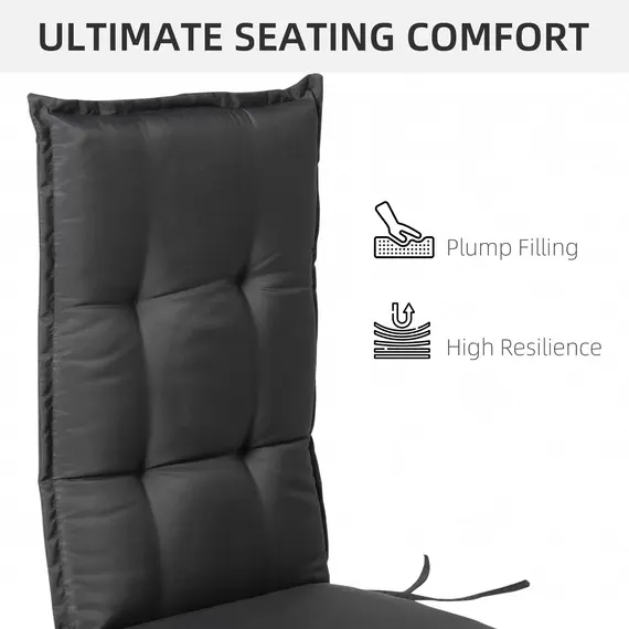 Buy Seat Pads Polyester High Back Outdoor Garden Chair Replacement Cushion Grey, 3 image