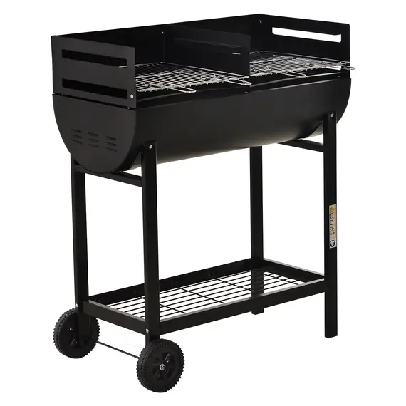 Buy Steel 2-Grill Charcoal BBQ w/ Wheels Black