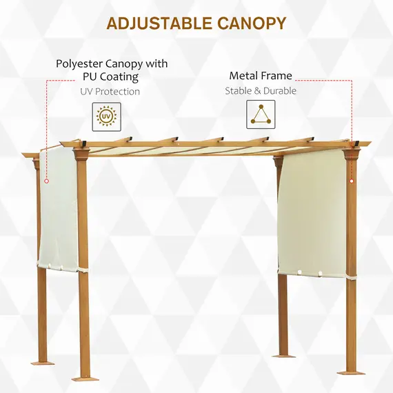 Buy Outsunny 3(m) x 3(m) Garden Outdoor Retractable Pergola Gazebo with Adjustable Canopy Garden Sun Shade Patio Canopy Shelter - Beige, 3 image