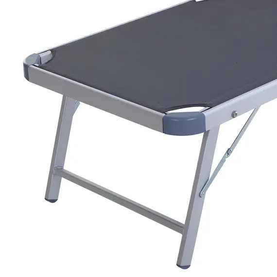 Buy Outsunny Garden Sun Lounger Texteline Chaise Lounge Reclining Chair with Canopy Adjustable Backrest Bed Aluminium Frame - Grey, 7 image