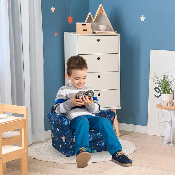 Buy Children Kids Mini Sofa Armchair Made of Polyester Very Comfortable Blue Universe Planet Space and Safe Non-Slip Feet