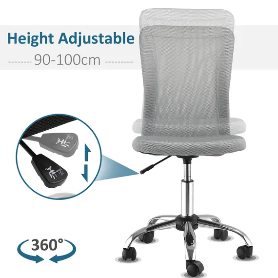 Buy Ergonomic Office Chair Home Office Chair Mesh Task Armless Mid Back Height Adjustable with Swivel Wheels, Grey, 4 image