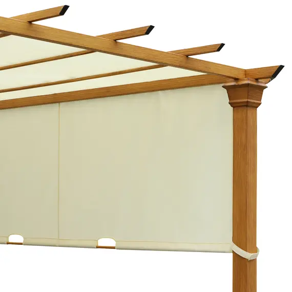 Buy Outsunny 3(m) x 3(m) Garden Outdoor Retractable Pergola Gazebo with Adjustable Canopy Garden Sun Shade Patio Canopy Shelter - Beige, 8 image