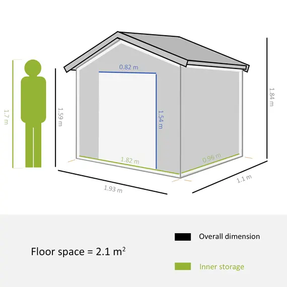 Buy Outsunny 6ft x 3.7ft Garden Metal Storage Shed w/ Double Sliding Door and Air Vents, Tool Storage for Backyard Patio Lawn, Grey, 2 image
