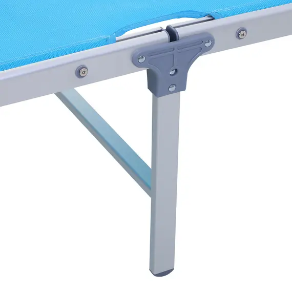 Buy Outsunny Garden Sun Lounger Texteline Chaise Lounge Reclining Chair with Canopy Adjustable Backrest Bed Aluminium Frame - Blue, 8 image