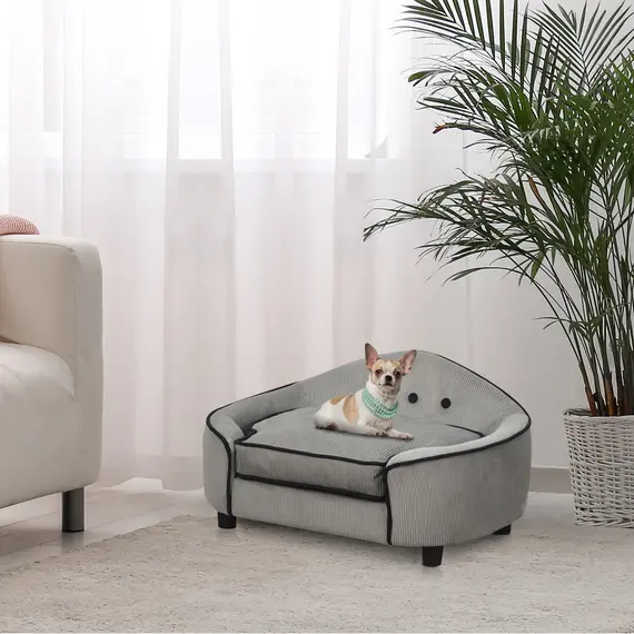 Buy Pet Sofa Couch Small Sized Dog Various Cat Sponge Cushioned Bed Lounge Gray, 2 image