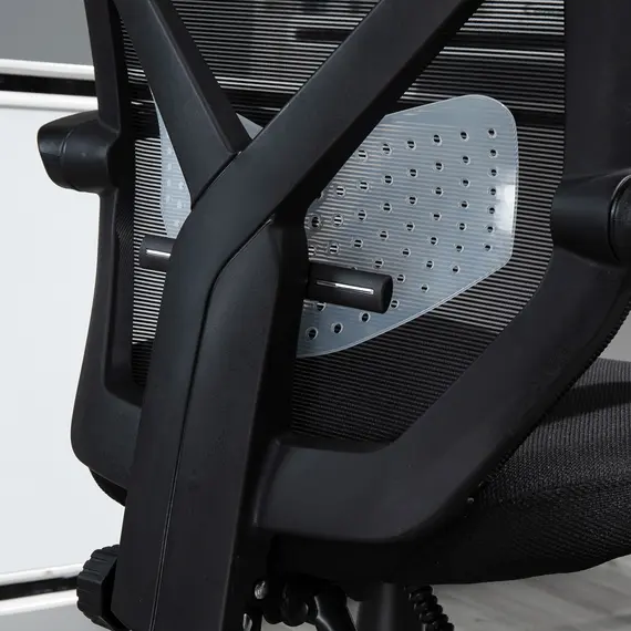 Buy Vinsetto High Back Home Mesh Office Chair Swivel Reclining w/ Lumbar Support Height Adjustable Free Moving Suitable For Working Relaxing Black, 7 image