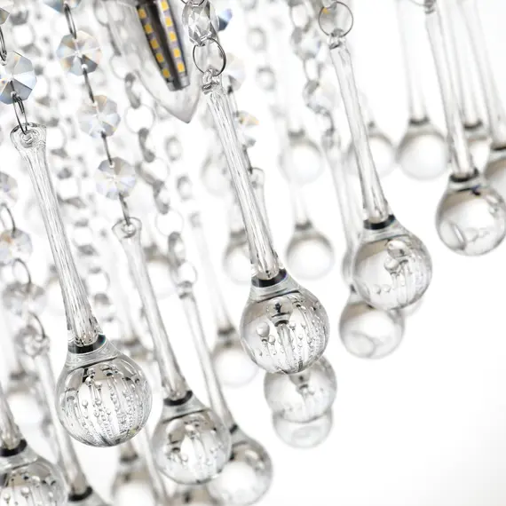Buy Elegant Modern Crystallite Ceiling Chandelier Light Pendant w/ Round Drum Shade 40W Home Lighting Furnishing Silver, Р¤54 x 40cm, 8 image