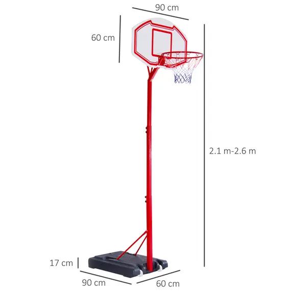 Buy HOMCOM Steel Basketball Stand Height Adjustable Hoop Backboard Red, 2 image