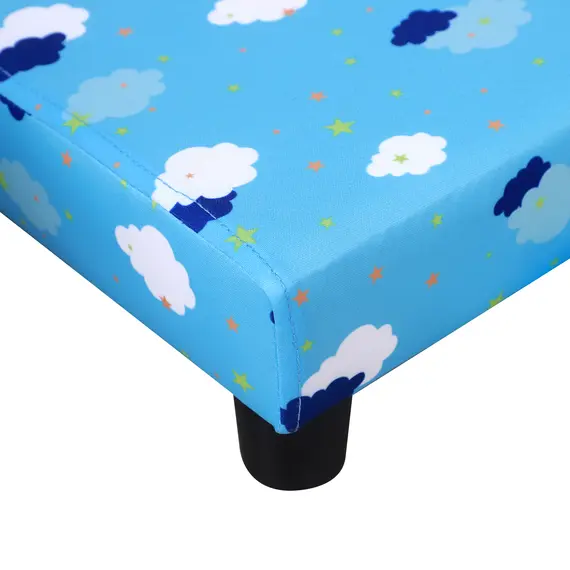 Buy Kids Children Armchair Mini Sofa Wood Frame w/ Footrest Anti-Slip Legs High Back Arms Bedroom Playroom Furniture Cute Cloud Star Blue, 7 image