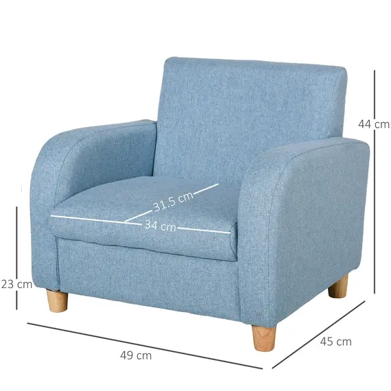Buy Kids Elevated Linen Upholstered Armchair Blue, 2 image