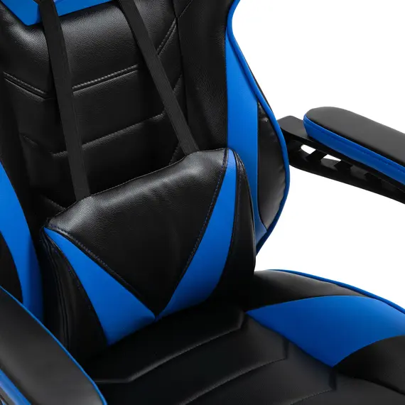 Buy Vinsetto Ergonomic Racing Gaming Chair Office Desk Chair Adjustable Height Recliner with Wheels,Lumbar Support Retractable Footrest, Blue, 8 image