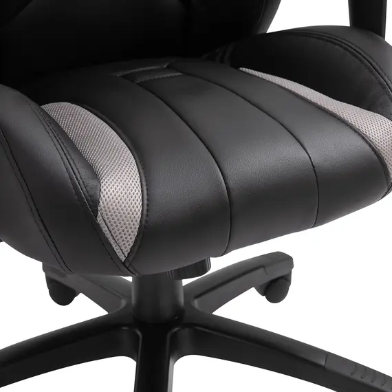 Buy Vinsetto High Back Executive Office Chair Mesh & Fuax Leather Gaming Gamer Chair with Swivel Wheels, Adjustable Height and Armrest, Grey, 8 image
