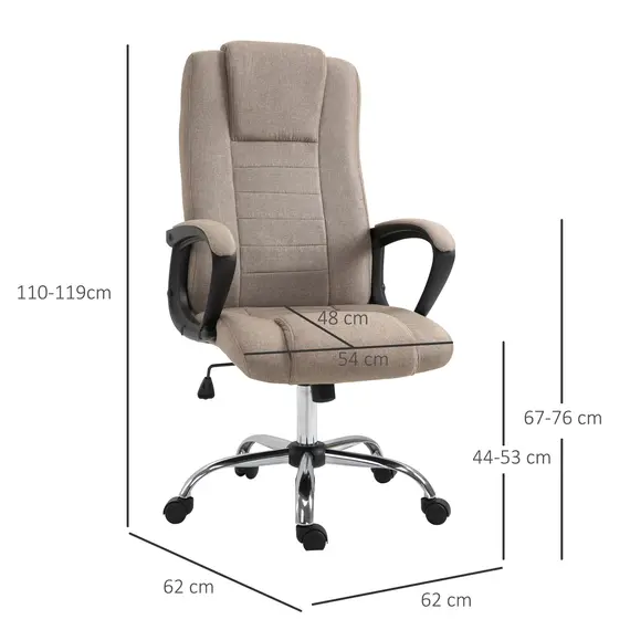 Buy Vinsetto High Back Office Chair 360В° Swivel Chair Adjustable Height Tilt Function Linen Khaki 62W x 62D x 110-119H cm, 2 image