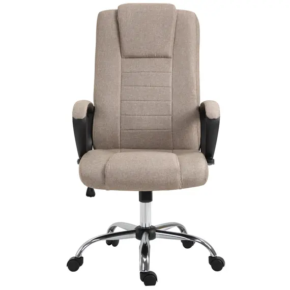 Buy Vinsetto High Back Office Chair 360В° Swivel Chair Adjustable Height Tilt Function Linen Khaki 62W x 62D x 110-119H cm, 6 image