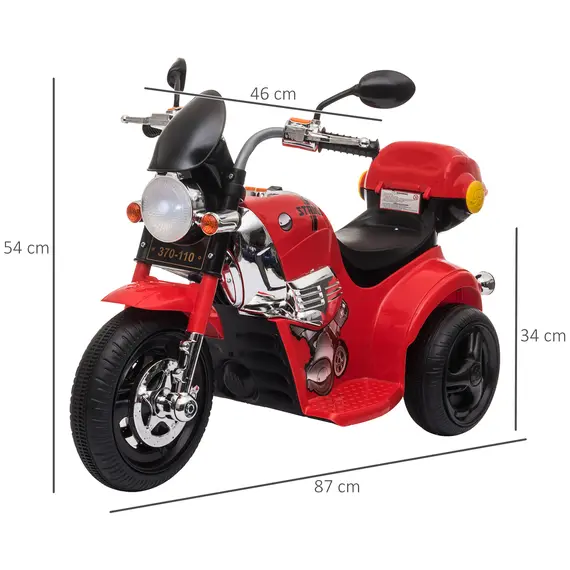 Buy 6V Battery PP Kids Motorcycle Ride On Trike w/ Lights Music Horn 18 - 36 Months Red, 2 image