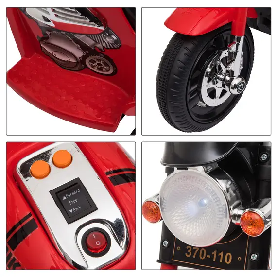 Buy 6V Battery PP Kids Motorcycle Ride On Trike w/ Lights Music Horn 18 - 36 Months Red, 5 image