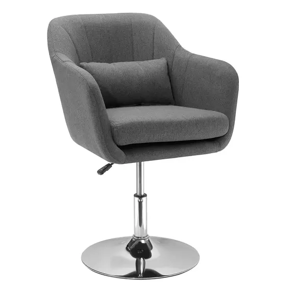 Buy HOMCOM Swivel Accent Chair for Living Room Contemporary Vanity Armchair with Adjustable Height Thick Cushion Lumbar Support Armrest Dark Grey