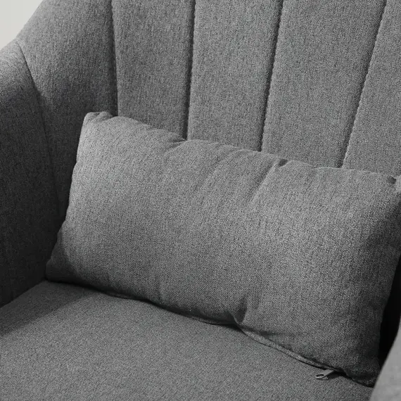 Buy HOMCOM Swivel Accent Chair for Living Room Contemporary Vanity Armchair with Adjustable Height Thick Cushion Lumbar Support Armrest Dark Grey, 7 image