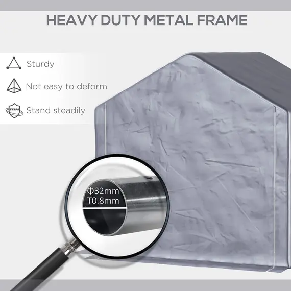 Buy Outsunny 2 x 2m Garden Garage Storage Tent Galvanized Steel Outdoor Carport Gazebo Waterproof UV-Resistant - Grey, 3 image